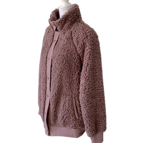 Long Sleeve Button Sherpa Jacket Coat 
